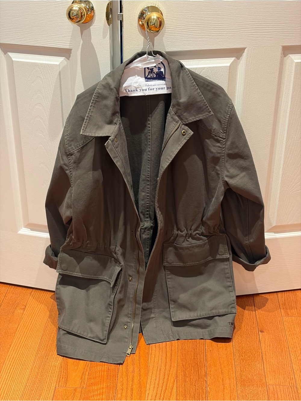 TNA Aritzia Olive Green Pocketed Canvas Jacket Women’s Size Large